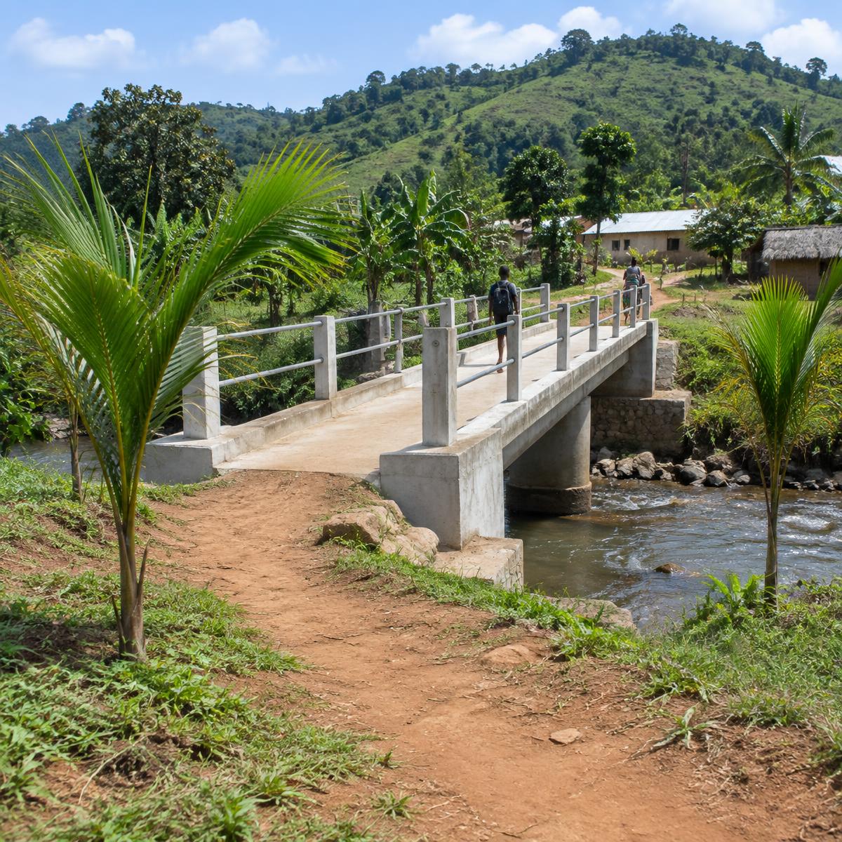 Construction du pont de Nkong